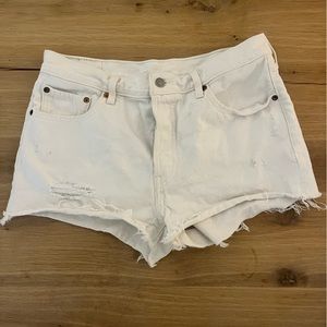 Levi’s 501 High rise white denim shorts